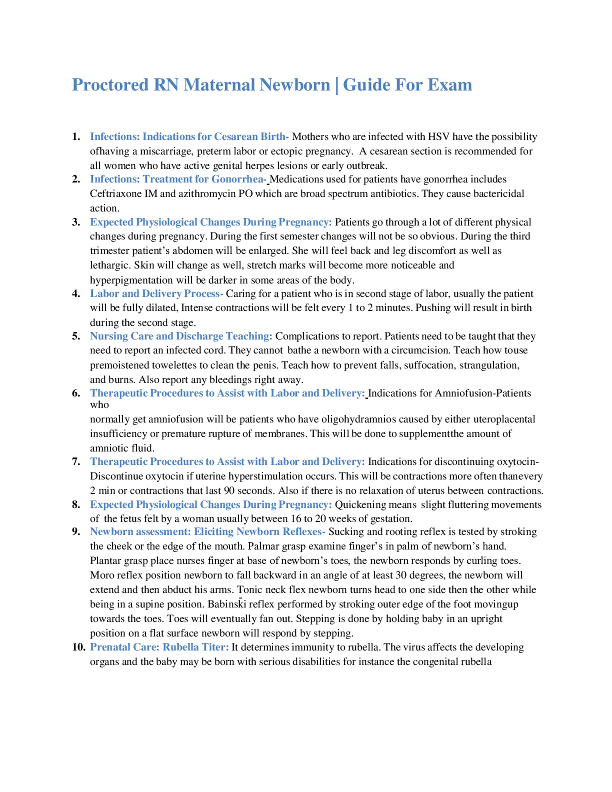 Preview image for Proctored RN Maternal Newborn | Guide For Exam NURSING 1343